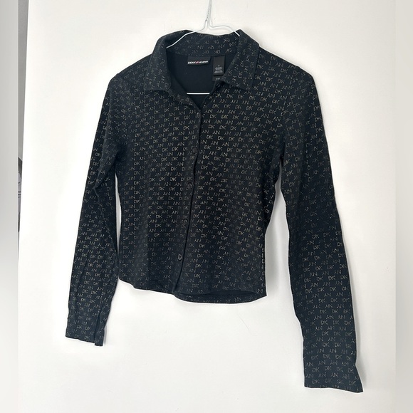 DK NY Logo Collared Long Sleeve Shirt - Picture 2 of 8